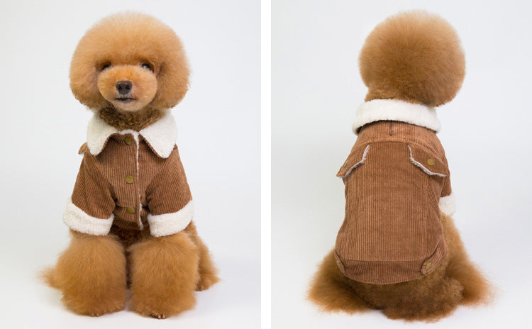 Dog Thick Corduroy Cotton Coat Double Jacket