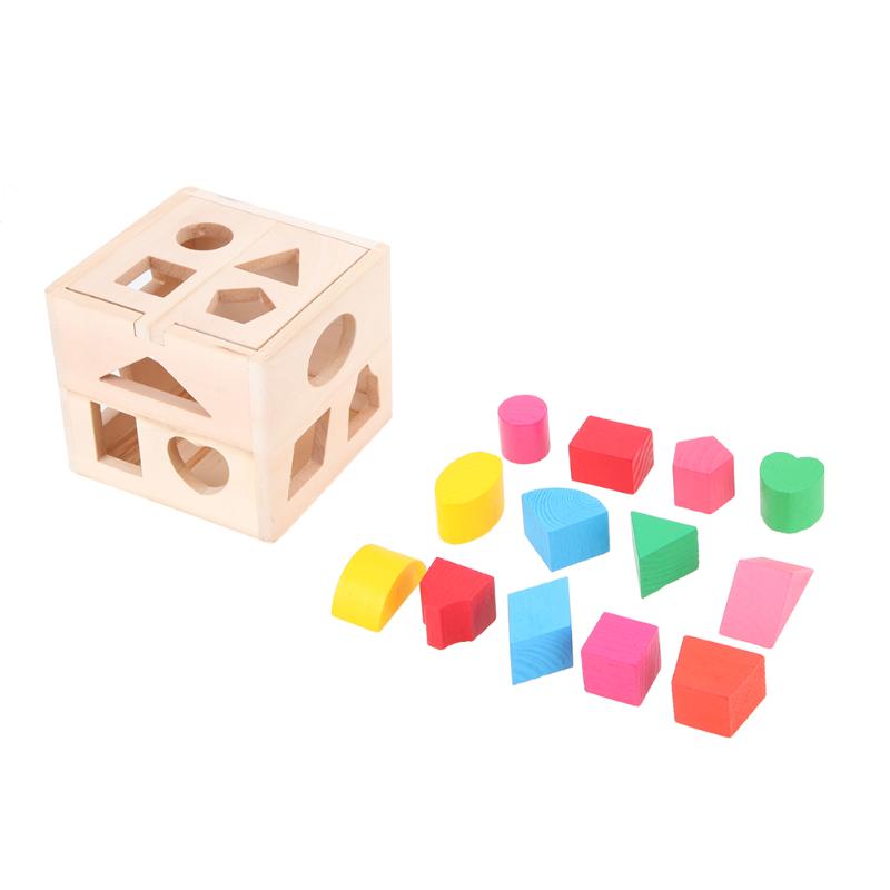 13 Holes Intelligence Shape Sorter Wooden Box