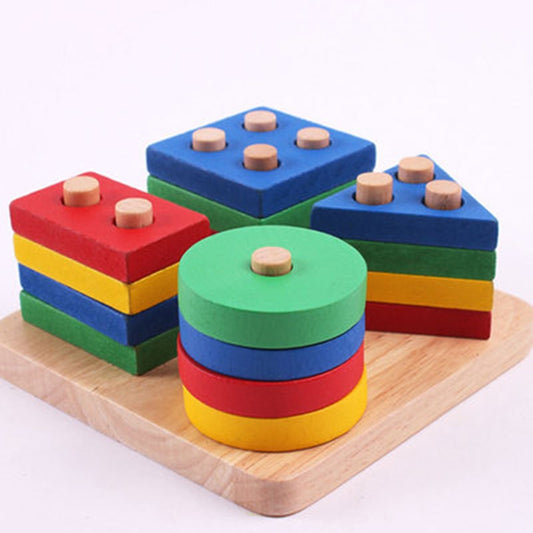 Colorful Geometric Shape Sorterer and Stacking Toy