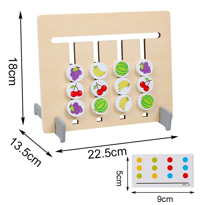 Wooden Double-sided Color/Fruit Pairing Game