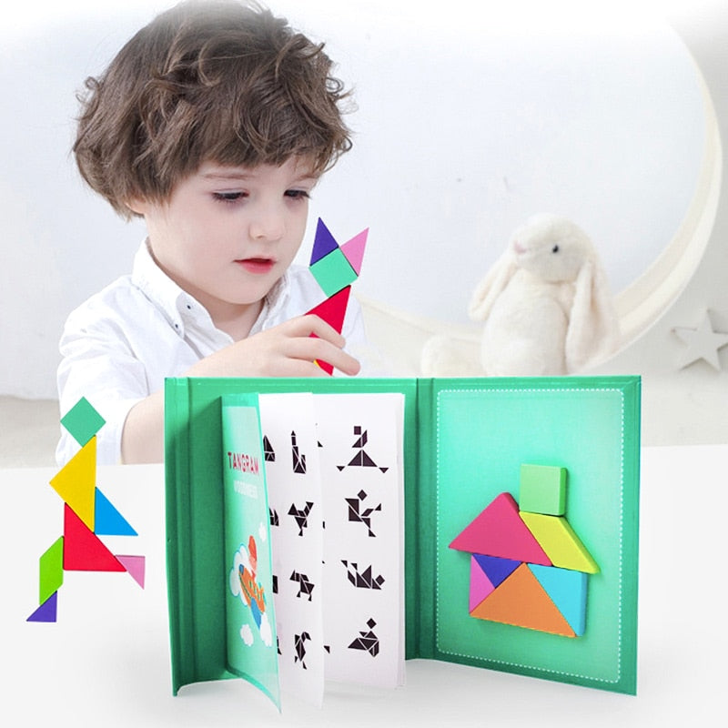 Magnetic Tangram Jigsaw Puzzle Portable Book