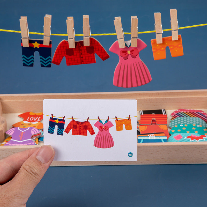 Wooden Clothes Drying and Dress Up Puzzle