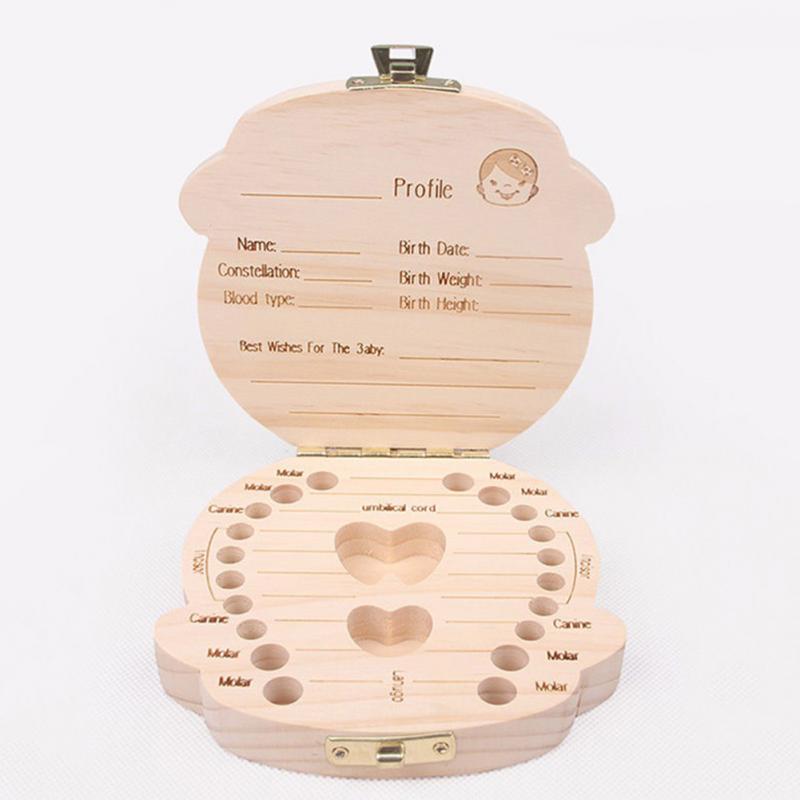 Girl /Boy Image Wooden Baby Teeth Organizer Box