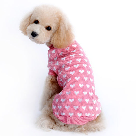 Cute Heart Pattern Dog Sweater