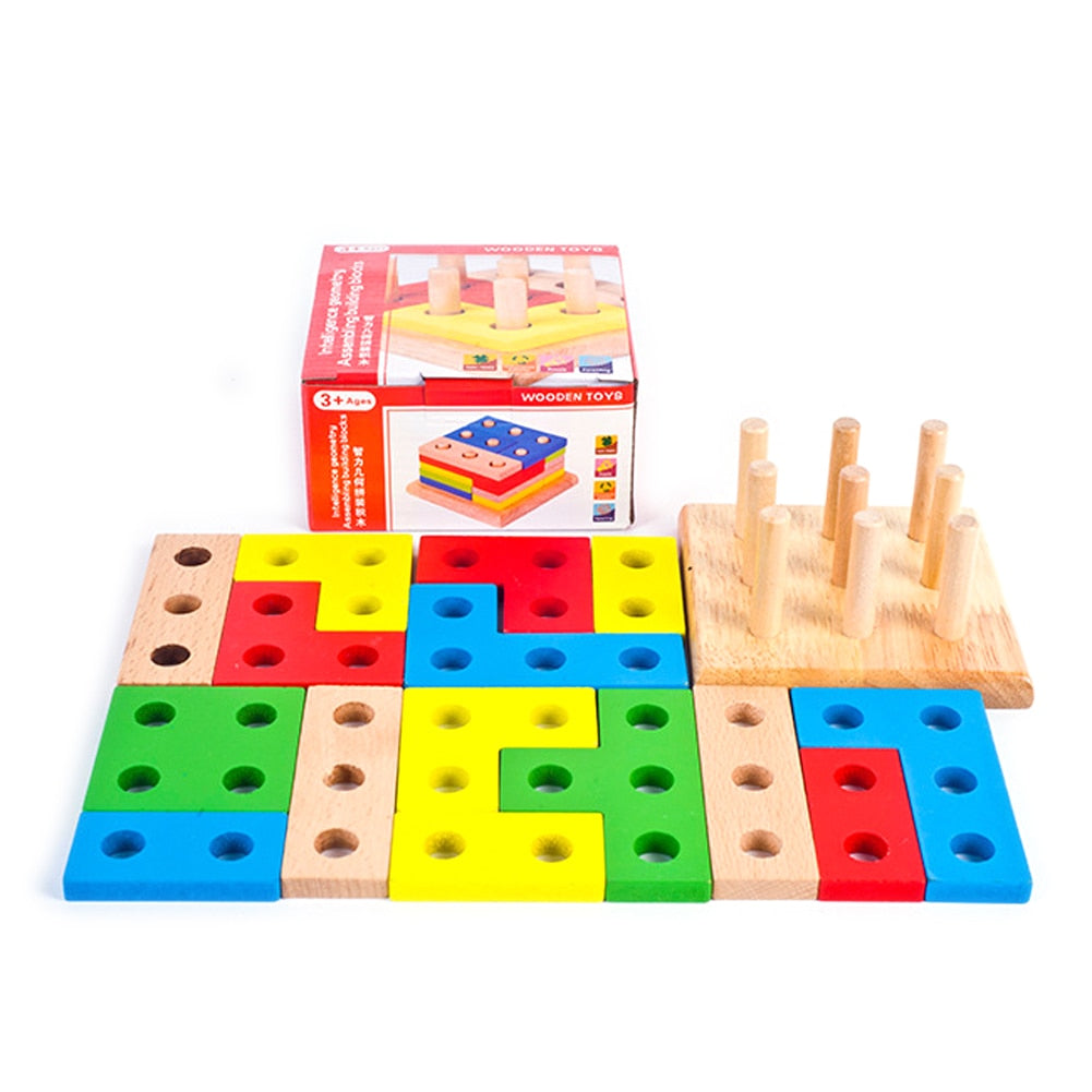 Wooden Column Stacking Shapes Toy