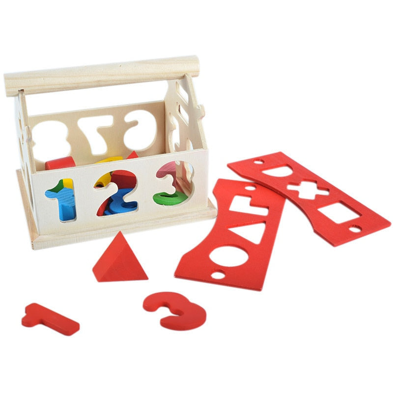 Wooden House with Number and Letter Blocks