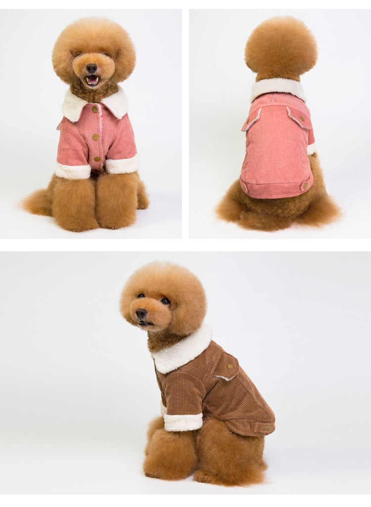 Dog Thick Corduroy Cotton Coat Double Jacket