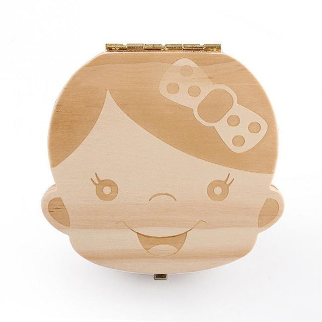 Girl /Boy Image Wooden Baby Teeth Organizer Box