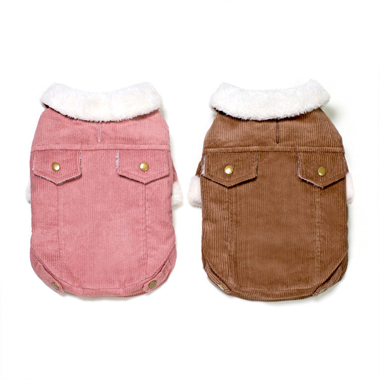 Dog Thick Corduroy Cotton Coat Double Jacket