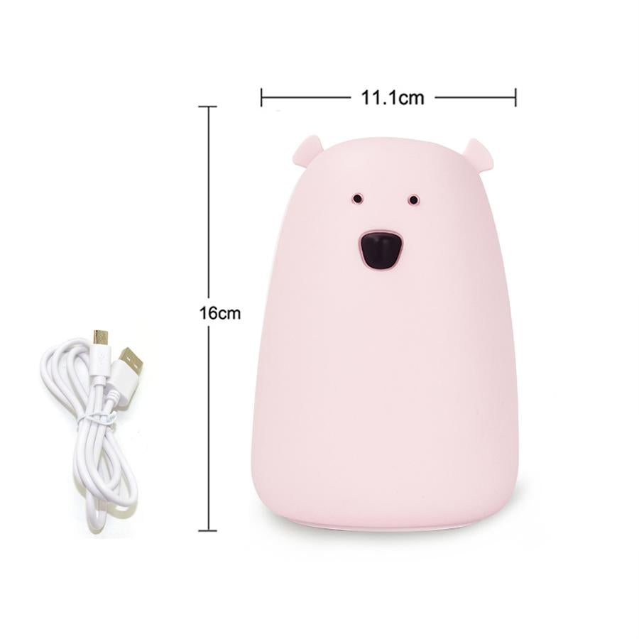 Cute Bear Silicone LED Night Light Color Changing