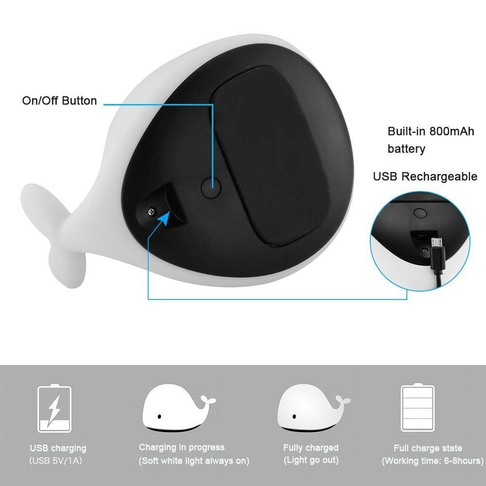 Cute Whale Silicone Nightlight USB Rechargeable