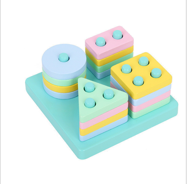 Colorful Geometric Shape Sorterer and Stacking Toy