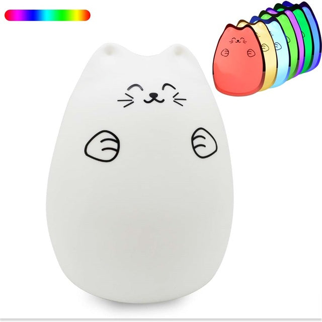 Cat LED USB Rechargeable Silicone Night Light