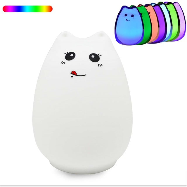 Cat LED USB Rechargeable Silicone Night Light