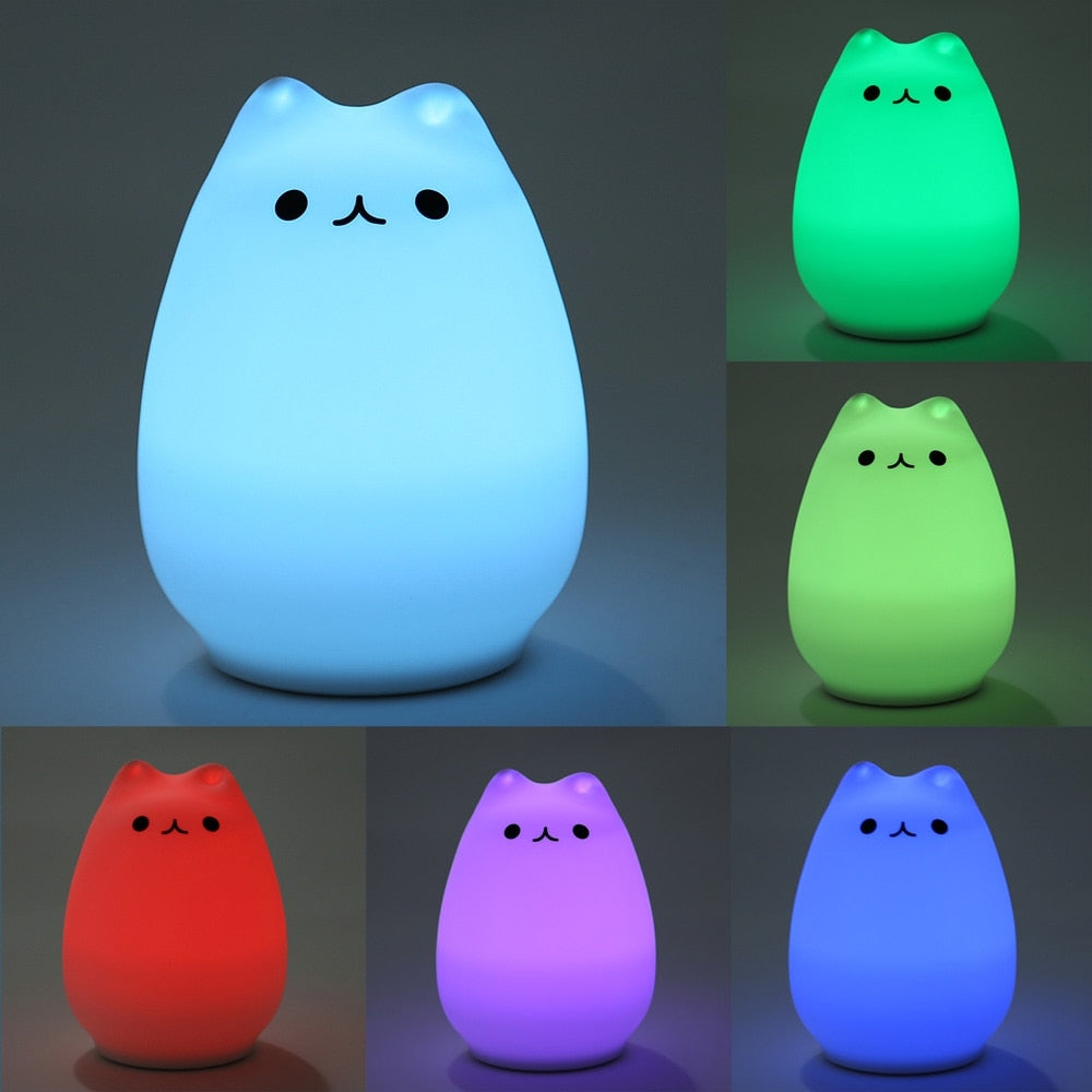 Cat LED USB Rechargeable Silicone Night Light