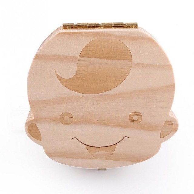 Girl /Boy Image Wooden Baby Teeth Organizer Box