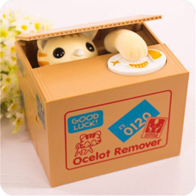 Automated Cat Steal Coin Bank Moneybox Saving Box