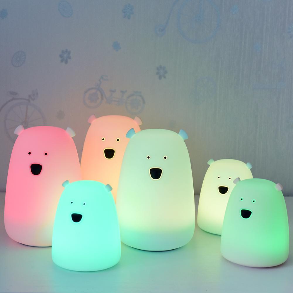 Cute Bear Silicone LED Night Light Color Changing