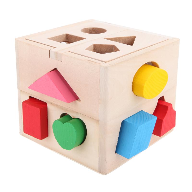 13 Holes Intelligence Shape Sorter Wooden Box