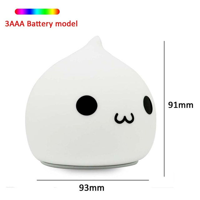 Cat LED USB Rechargeable Silicone Night Light