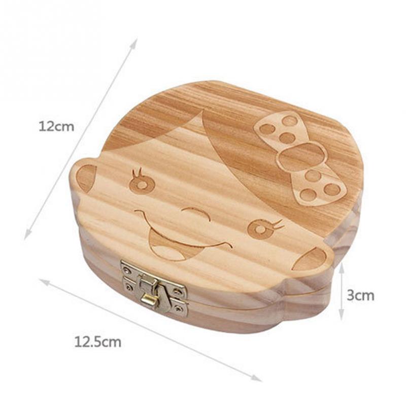 Girl /Boy Image Wooden Baby Teeth Organizer Box