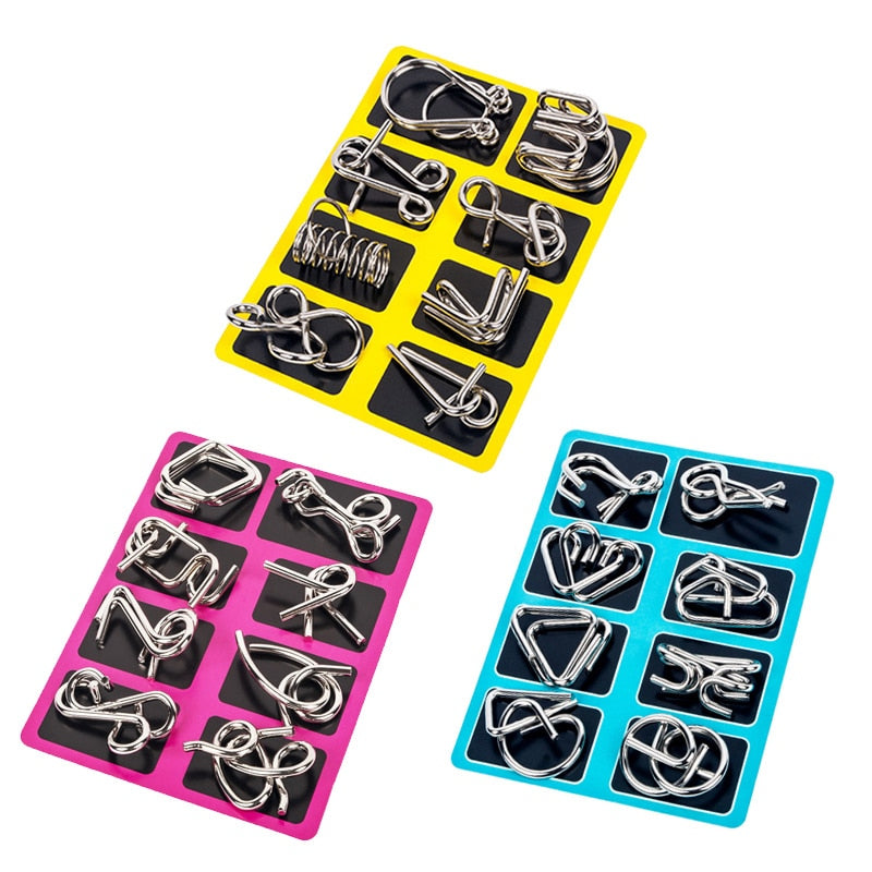 8Pcs/Set Metal Montessori Wire Brain Teaser Puzzles