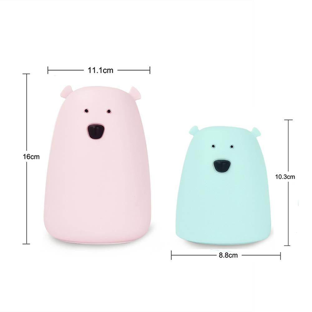 Cute Bear Silicone LED Night Light Color Changing