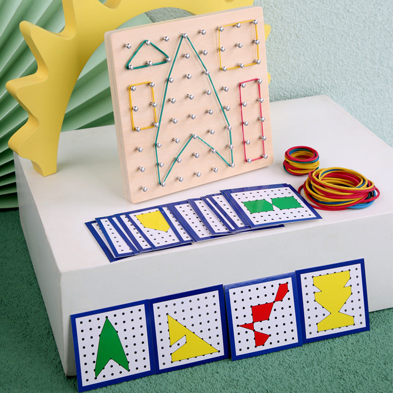 Creative Montessori Rubber Band Wooden Stringing Nail Board