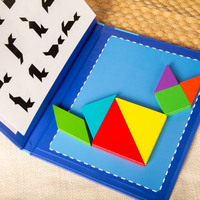 Magnetic Tangram Jigsaw Puzzle Portable Book