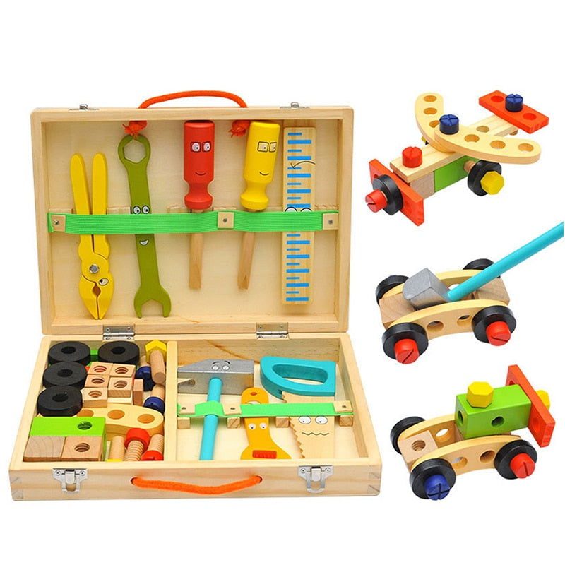 Wooden Tool Box Or Bus DIY Assembling Toys