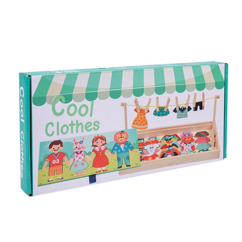 Wooden Clothes Drying and Dress Up Puzzle