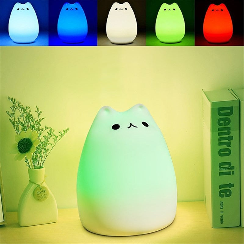 Cat LED USB Rechargeable Silicone Night Light