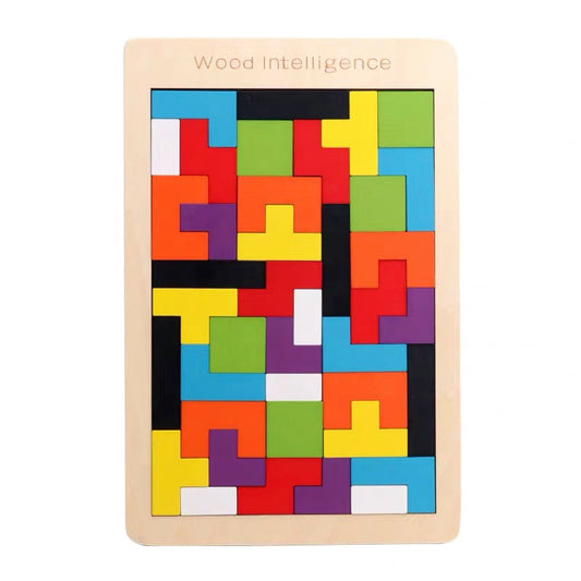 Colorful Wooden Tangram Tetris Puzzle