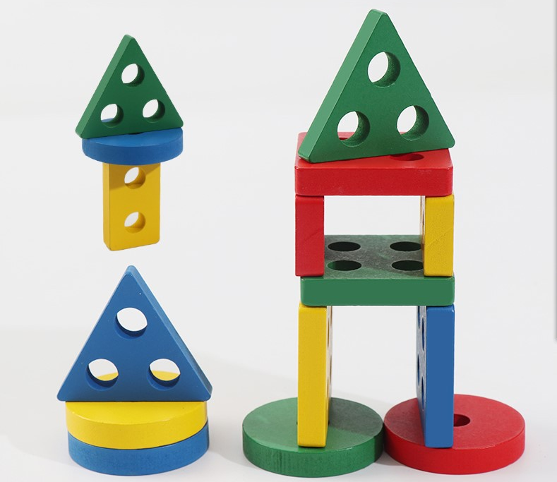 Colorful Geometric Shape Sorterer and Stacking Toy